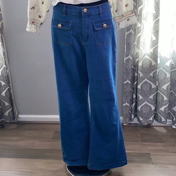 Jason Wu stretch denim high waisted wide leg jeans - Picture 2 of 9